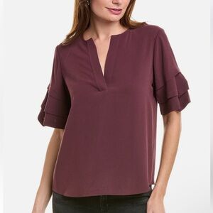 FRAME DENIM Tiered Ruffle Blouse Elegant Mauve Women's Top XS